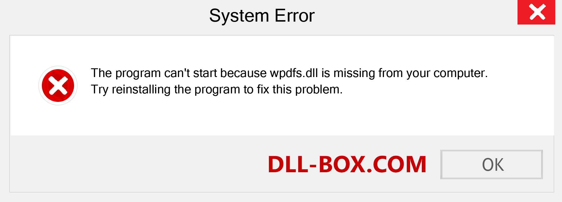  wpdfs.dll file is missing?. Download for Windows 7, 8, 10 - Fix  wpdfs dll Missing Error on Windows, photos, images